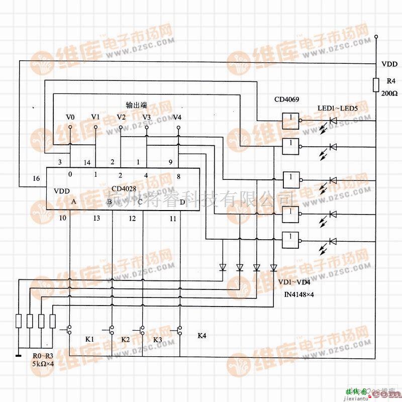 数字电路中的五状态显示控制电路  第1张