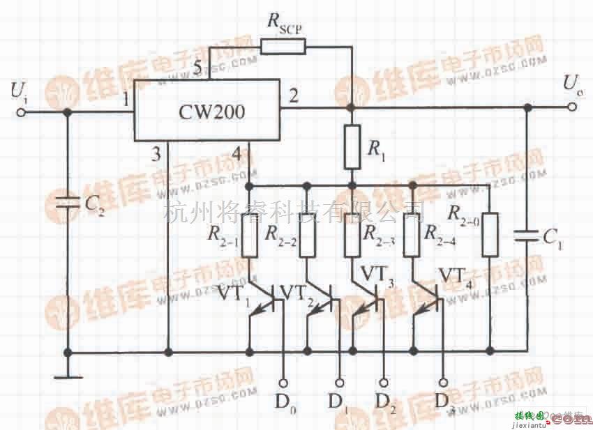 稳压电源中的由CW200组成的逻辑控制的集成稳压电源电路  第1张