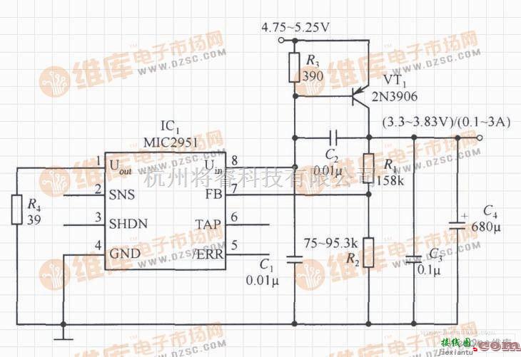 由MIC2951和PNP型晶体管组成的扩流电路  第1张