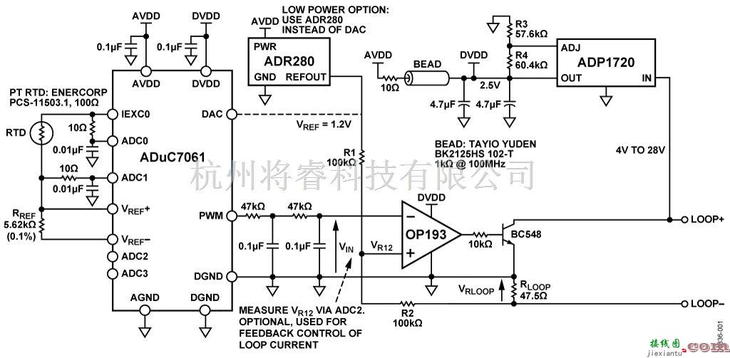 温控电路中的ADuC7061控制4 mA至20 mA环路温度监控电路  第1张