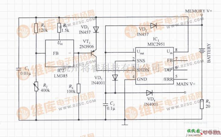 MIC2951构成的具有输入欠压关断功能的稳压器电路  第1张