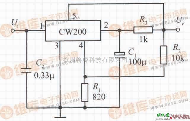 稳压电源中的由CW200构成的慢启动集成稳压电源电路  第1张