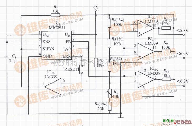 MIC2951构成的具有电性能状态指示器的稳压器电路  第1张