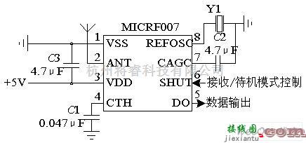 无线接收中的MICERF007组成的无线接收电路图  第1张