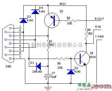 接口电路中的用二个三极管设计的RS-232串口接口电路图  第2张