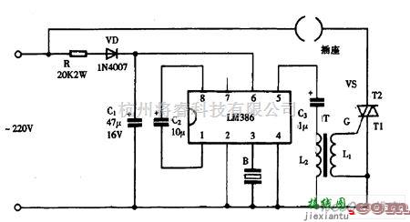 灯光控制中的巧用LM386作音乐彩灯控制器电路图  第1张