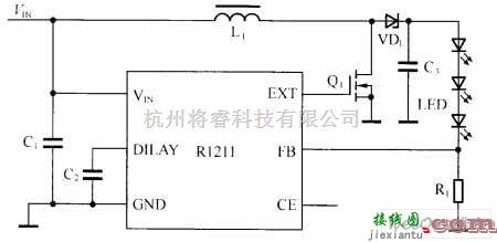 LED电路中的R1211驱动白光LED的电路图  第1张