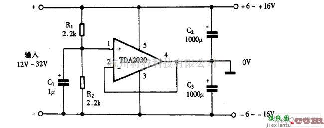 稳压电源中的巧用TDA作正负稳压双电源电路图  第1张