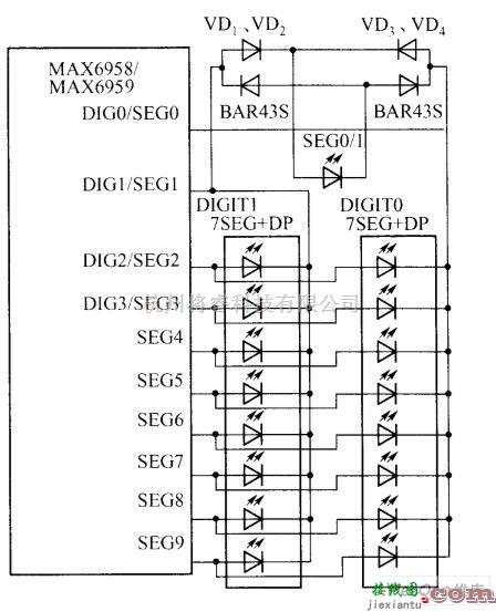 LED电路中的MAX6958／MAX6959 驱动LED电路图  第4张