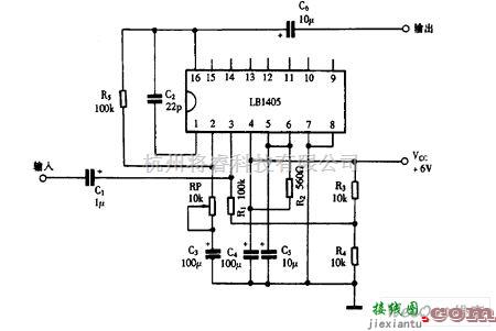 仪表放大器电路中的巧用LB1405作前置放大器电路图  第1张