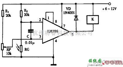 继电器控制中的巧用LM386作光控继电器电路图  第1张