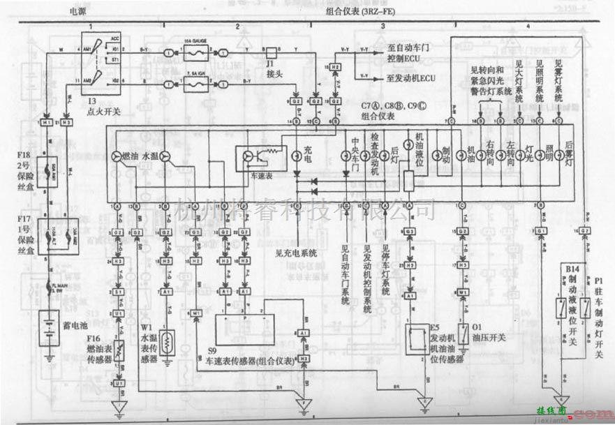 丰田中的丰田考斯特客车组合仪表电路图一  第1张