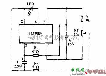 光电显示电路中的5V频率连续可调闪烁灯电路图  第1张