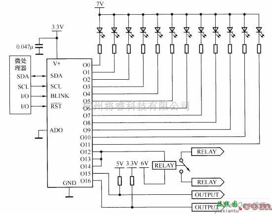 LED电路中的MAX6964 驱动白光LED的电路图  第1张