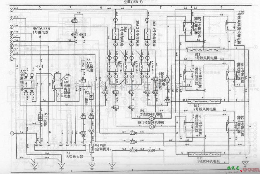 丰田中的丰田考斯特客车空调系统电路图五  第1张