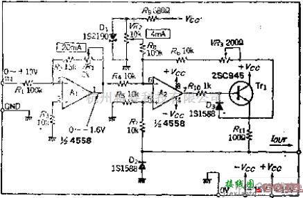 电流环放大中的把0~10V转换成4~20MA的电压-电流转换电路图  第1张