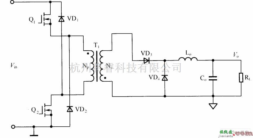 DC-DC中的双管反激DC／DC变换器电路图  第1张
