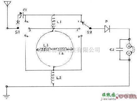 语音电路中的电感调谐式矿石收音机电路图  第1张