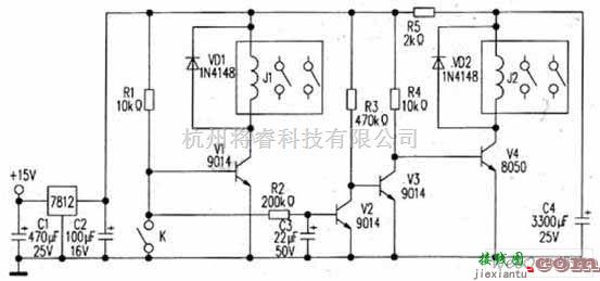 报警控制中的简易防盗报警电话附加电路图  第1张