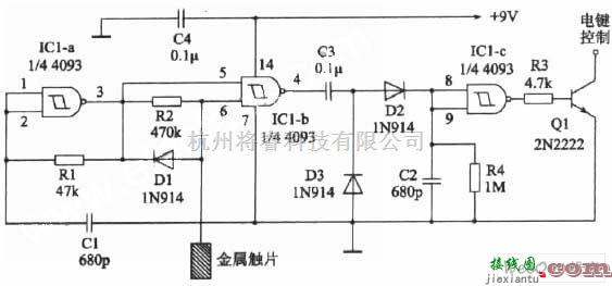 开关电路中的单金属片触摸开关和电阻桥触摸开关原理及电路图  第2张