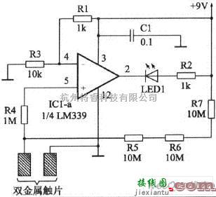 开关电路中的单金属片触摸开关和电阻桥触摸开关原理及电路图  第3张