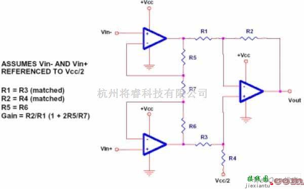 仪表放大器中的基本的仪用放大器电路图  第1张