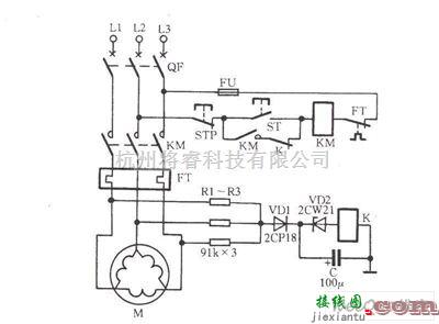 保护电路中的三角形接法电机零序电压继电器断相保护电路图  第1张