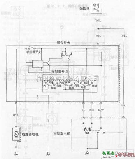 长安中的长安之星多功能车前雨刮器和喷洗器电路图  第1张