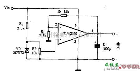 稳压电源中的巧用TDA2030作直流稳压电源电路图  第1张