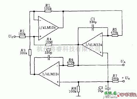 滤波器中的有源双二阶低通滤波器电路图  第1张