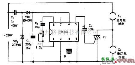 灯光控制中的巧用LM386作双色音乐彩灯控制器电路图  第1张