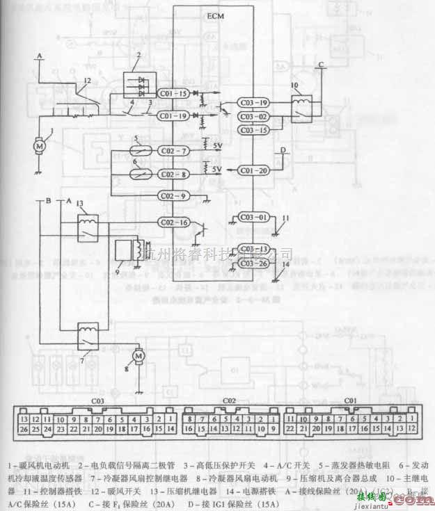 长安中的长安羚羊轿车空调系统电路图  第1张