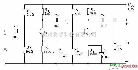 耦合隔离放大中的阻容(RC)耦合电压放大器电路图  第1张