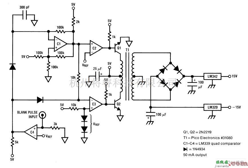 DC-DC中的5V转正负15V DC/DC变换器电路图  第1张