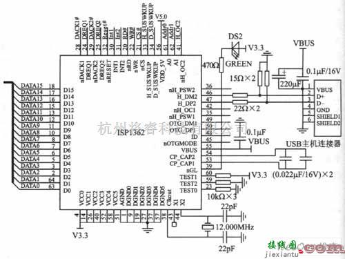 接口电路中的ISPl362与USB主机的接口电路图  第1张