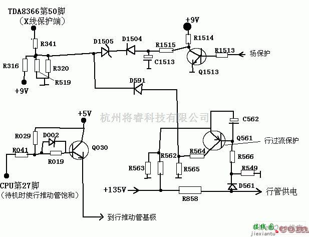 保护电路中的显示器/彩电高压(KV级)保护电路图  第1张