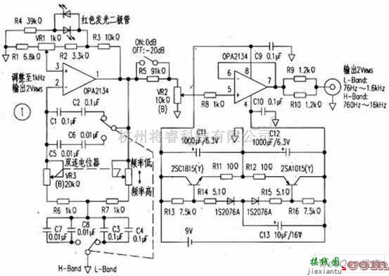 仪器仪表中的双运放制作音频信号发生器电路图  第1张