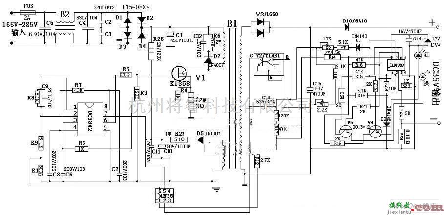 充电电路中的电动车36V电瓶充电器电路图  第1张