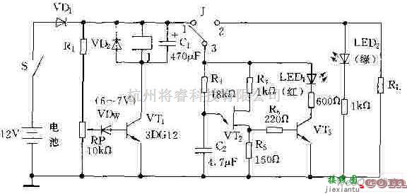 电源电路中的电池放电控制指示电路图  第1张