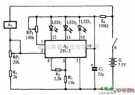 光电显示中的巧用ZH-3作暗房温度显示器电路图  第1张