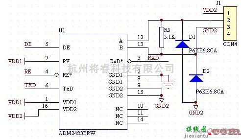 接口电路中的带隔离的增强型RS-485接口电路图  第2张