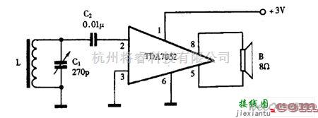 语音电路中的巧用TDA7052作单片收音机电路图  第1张