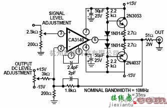 宽带放大中的CA3140组成的宽带输出放大电路图  第1张