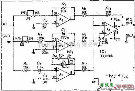 温控电路中的由运算放大器组成的的温度PID控制电路图  第1张