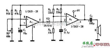 信号产生器中的巧用KD-28做“嘟嘟”音响发生器电路图  第1张