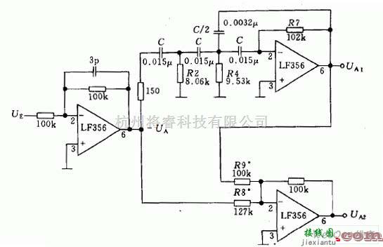 滤波器中的LM356运放组成的三阶不对称滤波器电路图  第1张