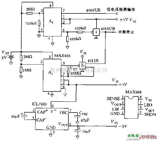 稳压电源中的采用线性稳压器构成的微处理机电源电路图  第1张