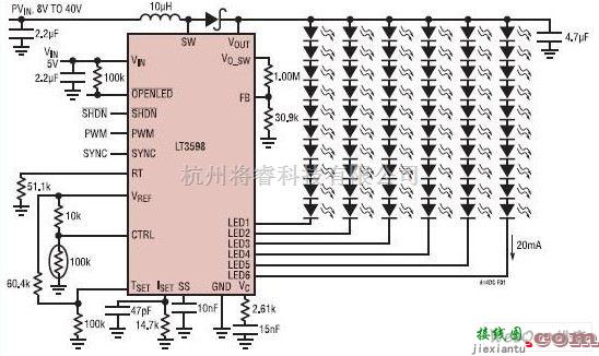 LED电路中的60个20mA恒流LED的驱动电路图  第1张