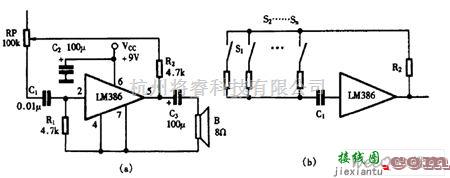 信号产生器中的巧用LM386作单音阶发生器电路图  第1张