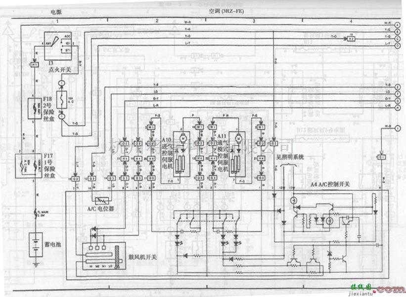 丰田中的丰田考斯特客车空调系统电路图二  第1张